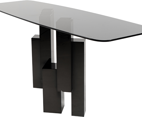 CONSOLA X-1633 NEGRO 140X40X75X12 CRISTAL AHUMADO 01PZ