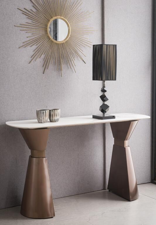 CONSOLA X-1902 ACERO 160X40X76 CUBIERTA CERAMICA BLANCA 01PZ