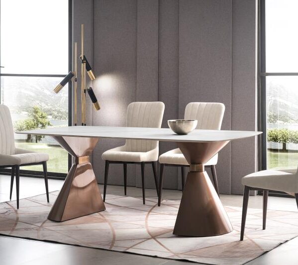 MESA T-1902 BASE ACERO 240X140 CUBIERTA DE CERAMICA BLANCA 01PZ