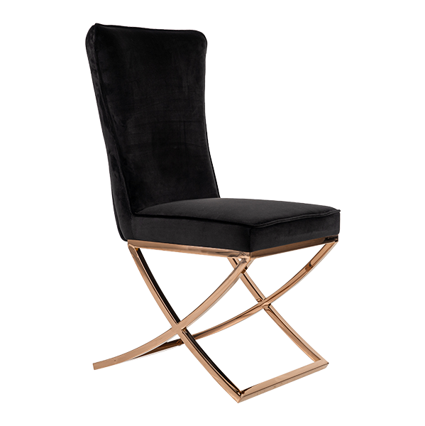 SILLA C291 PATAS ACABADO COBRE 44X51X105 TAPIZ NEGRO 01PZ