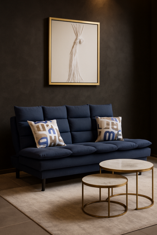 SOFA CAMA INDRA AZUL 2 COJ DECO 01PZ