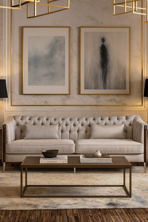 SOFA MINERVA WALNUT GLOSSY FABRIC INCLUSIVE