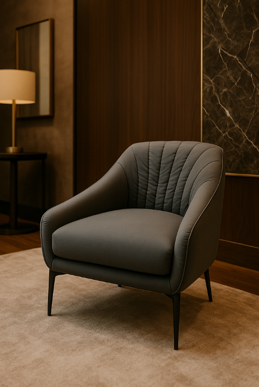 SILLON RONI TELA CHAIM GREY PATA NIQUELADA