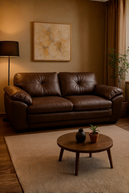 SOFA FRED EN PIEL BULL CHOCOLATE