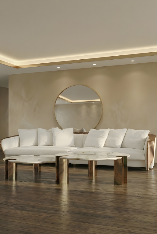 SOFA 1301-4 ORO ROSA /TELA BLANCA