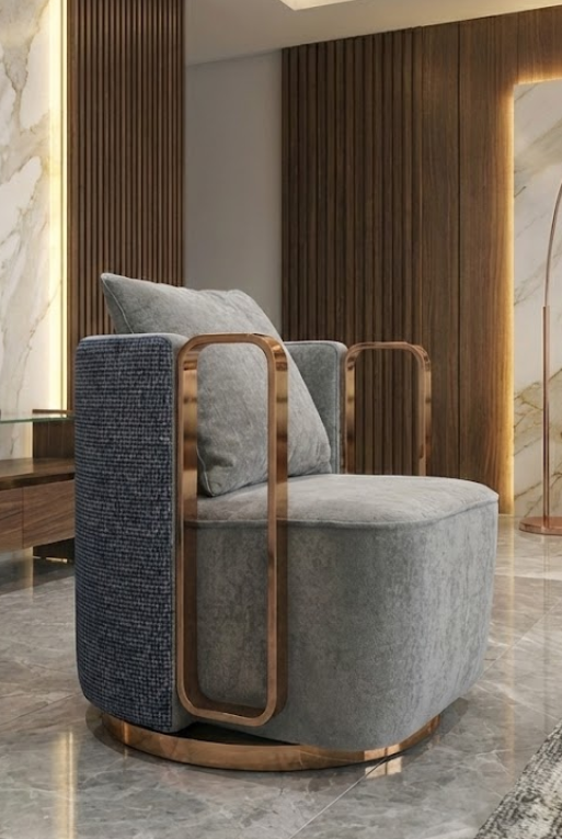 SILLON J-237 ORO ROSA/TELA GRIS