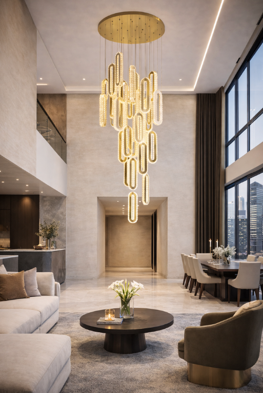 CH-23108 COLGANTE 28 LED DORADO/ ACERO / CLARO